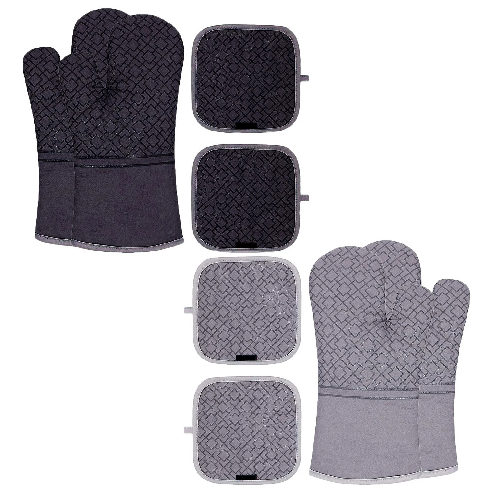 

4pcs/set Kitchen Oven Mitts With Non-Slip Glove Insulation Mat Pot Holders And Oven Mitts Heat Resistant Cooking Gloves Forceful