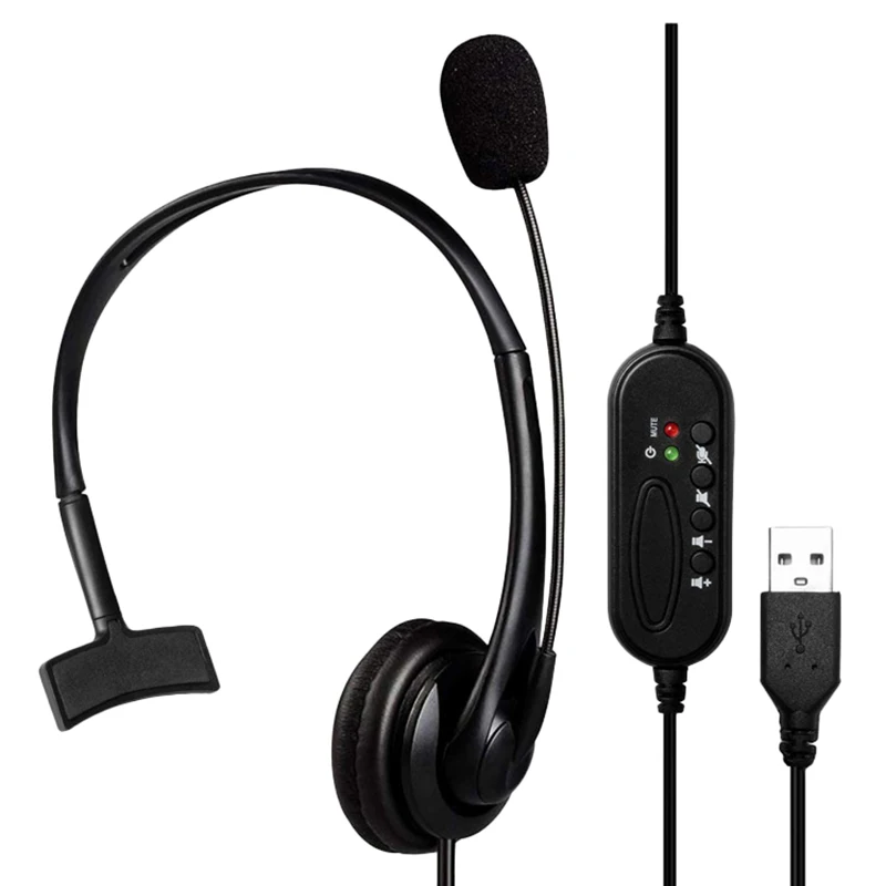 

Telephone Headset with Noise Canceling Microphone Office Call Center Headphones for PC Laptop Tablet