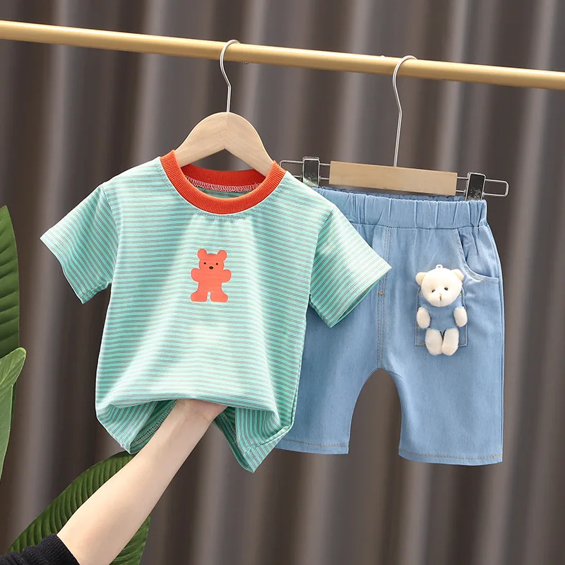 New Fashion Summer Baby Boys Girls Clothes Suit Children Striped T-Shirt Shorts 2Pcs/Sets Toddler Casual Costume Kids Tracksuits