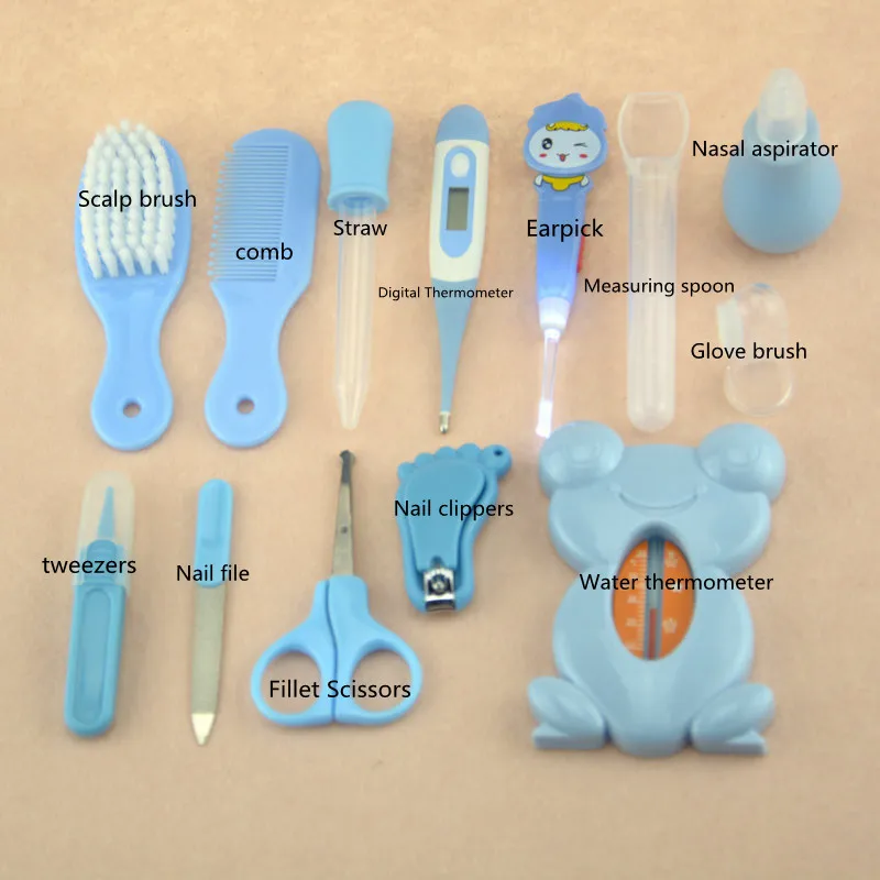 13/pieces of baby care kit, newborn beauty and nail kit, baby medical care, nail clippers, hair brush tools