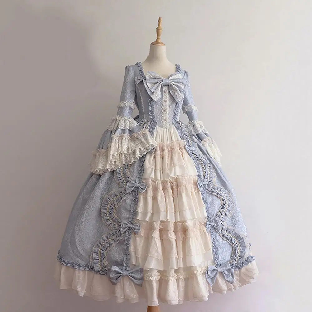 Fashion Women Vintage Gothic Court Square Collar Patchwork Bow Dress For Clothing #4O24 | Женская одежда