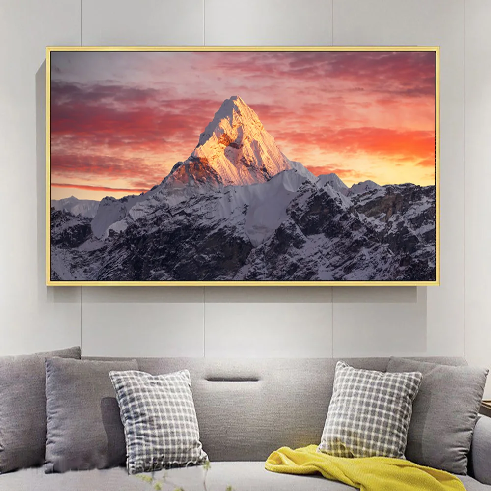 

Mountains And Seawaves Home Decor Wall Art Great Landscape Poster And Prints Sunset Nightfall Canvas Painting For Living Room