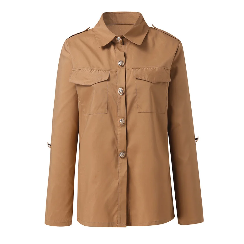 Женская офисная блузка с пуговицами Повседневная зимняя Свободная длинным