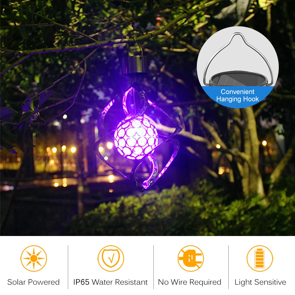 IP65 водонепроницаемые подвесные фонари на солнечной батарее уличные фонарики