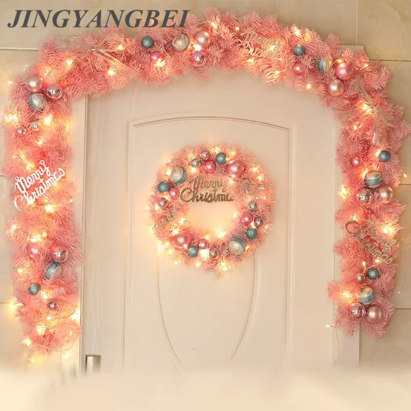 Розовый венок 2 7 м украшение для рождественской елки из ротанга гирлянда