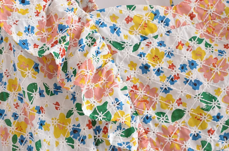 

Spring New Women Leisure Style Dress Mini Skirt Design Flower Pattern Bandage Decoration Women Square Neck Lotus Sleeve Dress