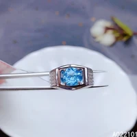 kjjeaxcmy fine jewelry s925 sterling silver inlaid natural blue topaz new girl classic gemstone ring support test chinese style