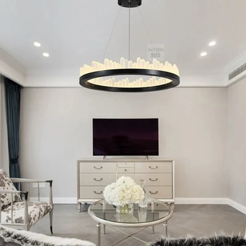 Удаленная Скандинавская Роскошная естественная лампа круглая Минималистичная