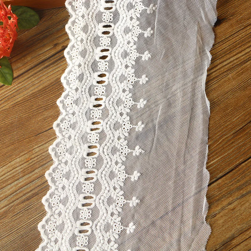 1 ярд изысканной вышивки бежевые белые хлопковые сетчатые кружевные аксессуары