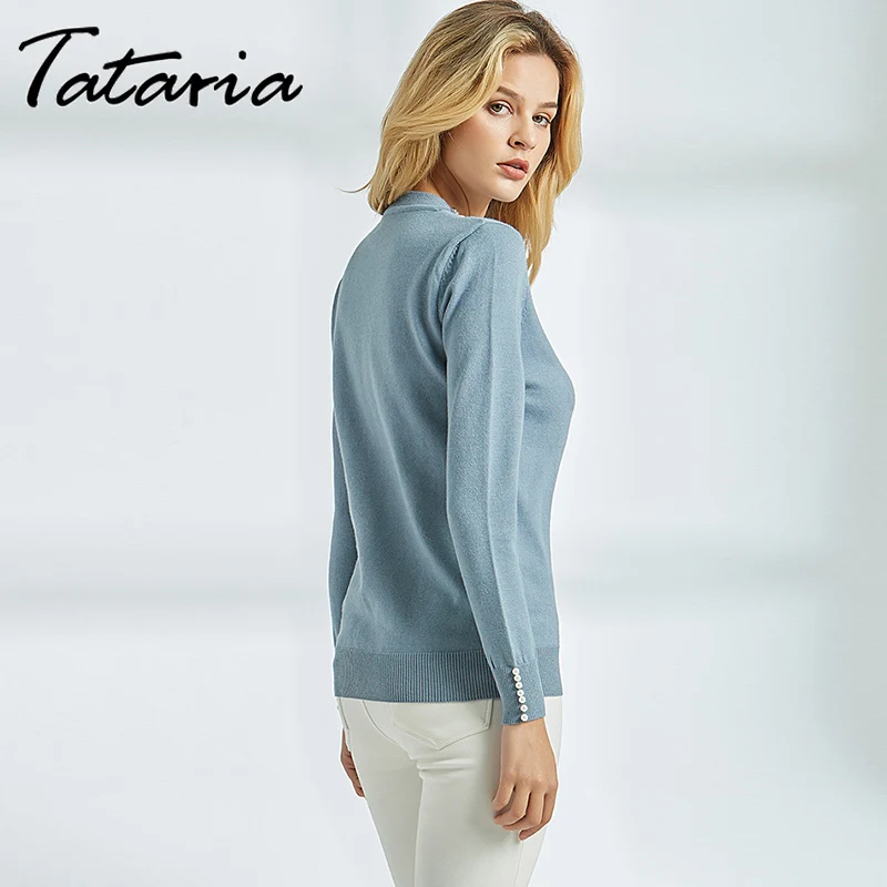 Пуловер Tataria с длинными рукавами для женщин свитер жемчужными бусинами джемперы