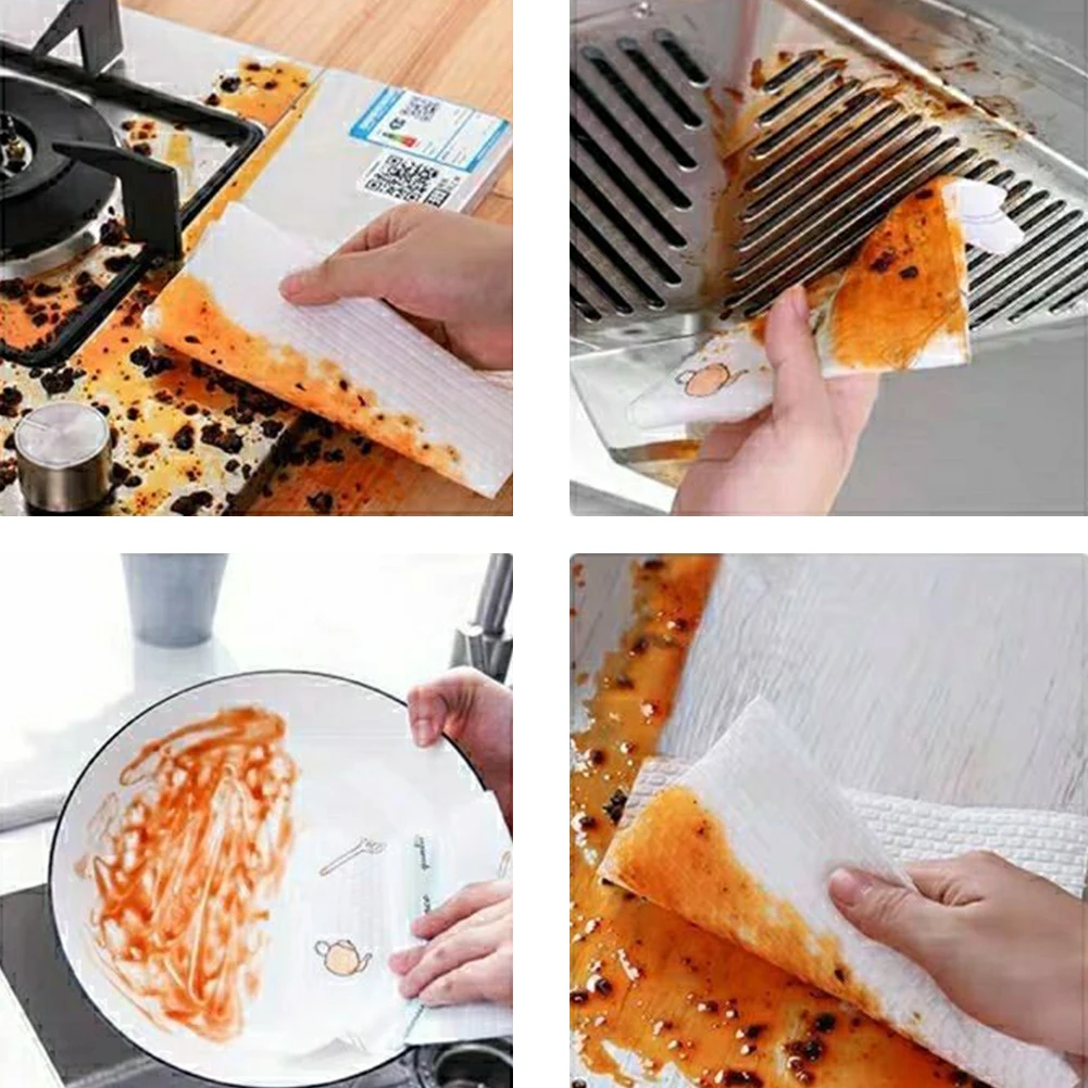 

1 Roll Non-Woven Fabric Washing Cleaning Cloth Towels Kitchen Towel Disposable Striped Practical Rags Wiping Souring Pad