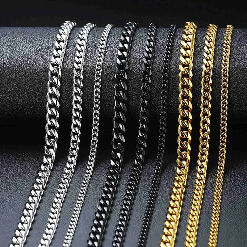 

New Fashion Trend Stainless Steel Necklace Cuban Chain Personality Hip Hop Men And Women Necklace
