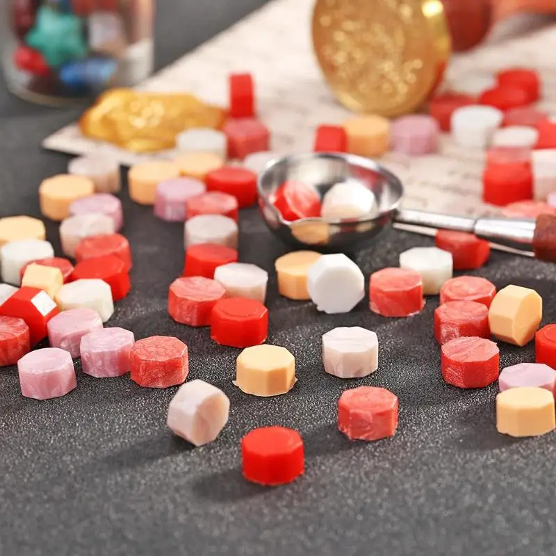 100 шт. Octagon Винтаж уплотнительная воск в гранулах печать штамп Бусины таможенные