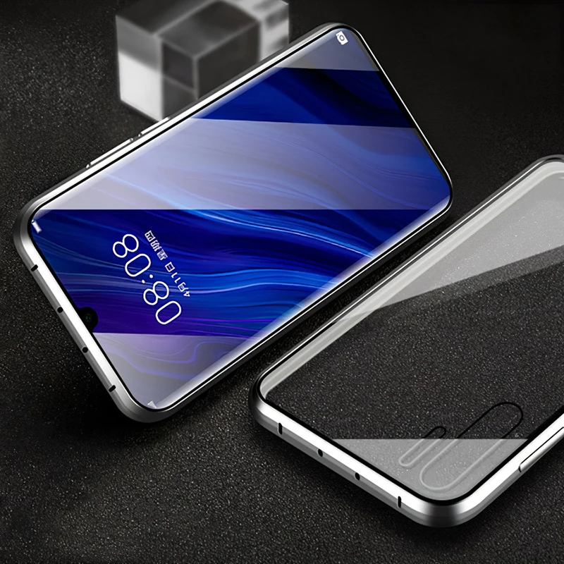 Роскошный 2-й Магнитный поглощающий металлический чехол для huawei Nova 5 5Pro Передняя Задняя Двусторонняя стеклянная крышка для телефона Nova5 Pro Coque - Цвет: Silver  Double Glass