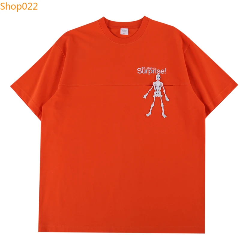 

Surprise T Shirt Pocket Embroidery Men Women Hip Hop Surprise T-shirt Japan Style Funny Skulls Tees