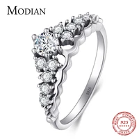 modian new 100 925 sterling silver crown rings fashion classic stackable ring vintage for women sparkling instagram style