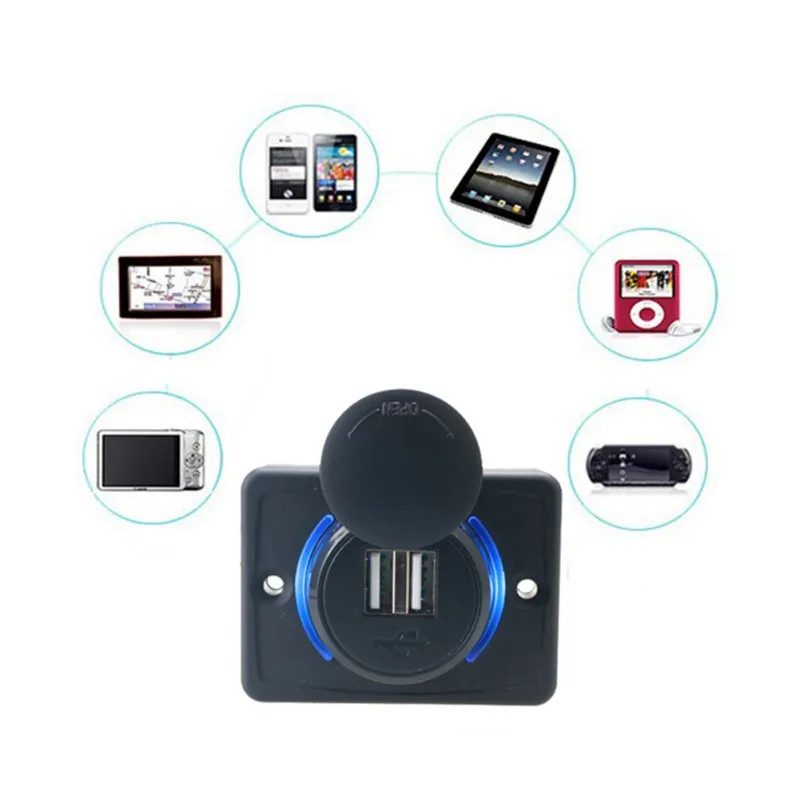 Автомобильное зарядное устройство для мотоцикла дома модификация usb 3.1A 12-24 В