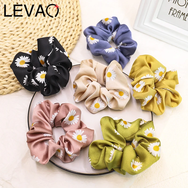 LEVAO лента с маргаритками узелковая резинка для волос Женская эластичная атласная