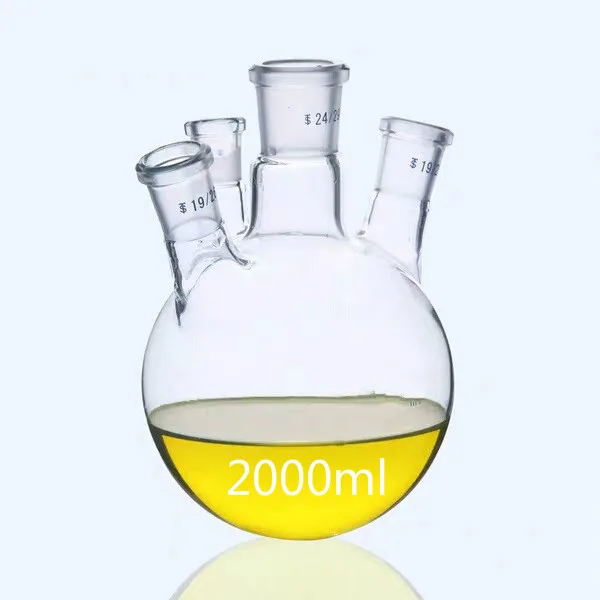 

2000ml Round Bottom 4-neck glass flask with OBLIGUE NECKS, Four Necks Flask boling bottle with selectable Caliber