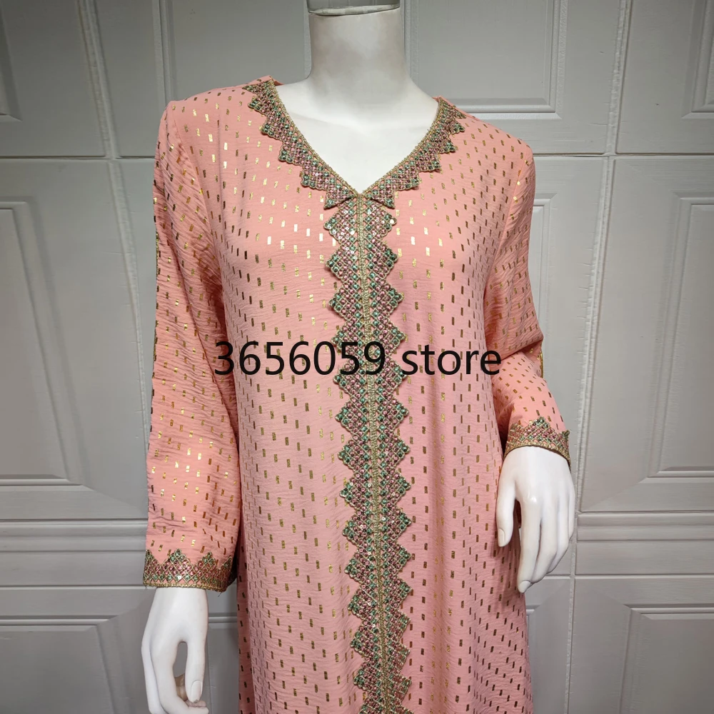 Женское платье с аппликацией блестками Jalabiya Дубай абайя арабское мусульманский