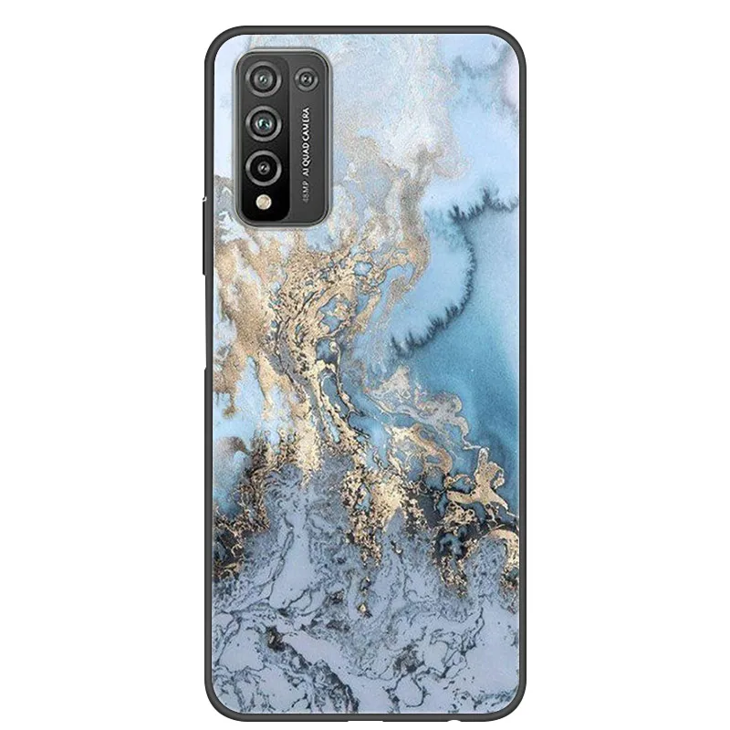 for huawei p smart 2021 case marble printed soft silicone black bumper case for huawei psmart 2020 2019 phone cases tpu cover free global shipping