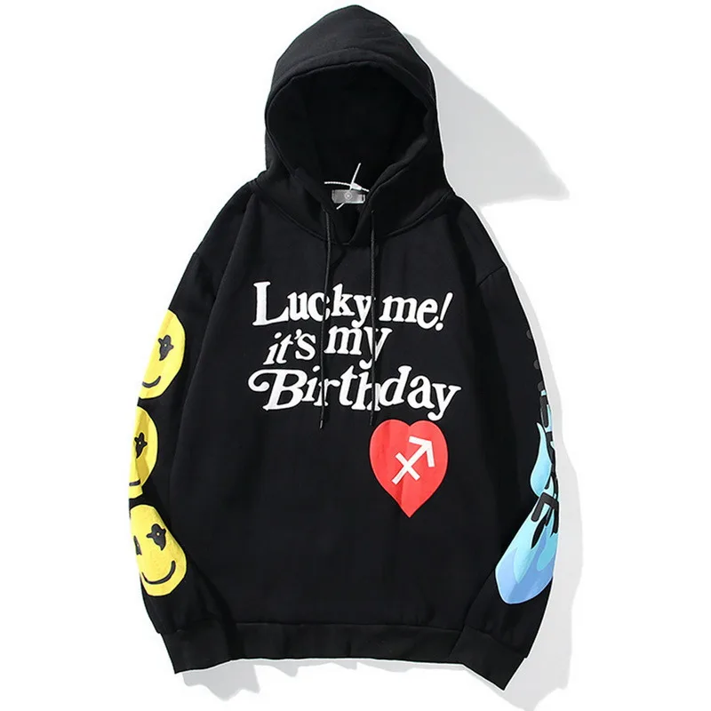 Толстовка мужская флисовая с капюшоном свитшот надписью граффити Счастливая я