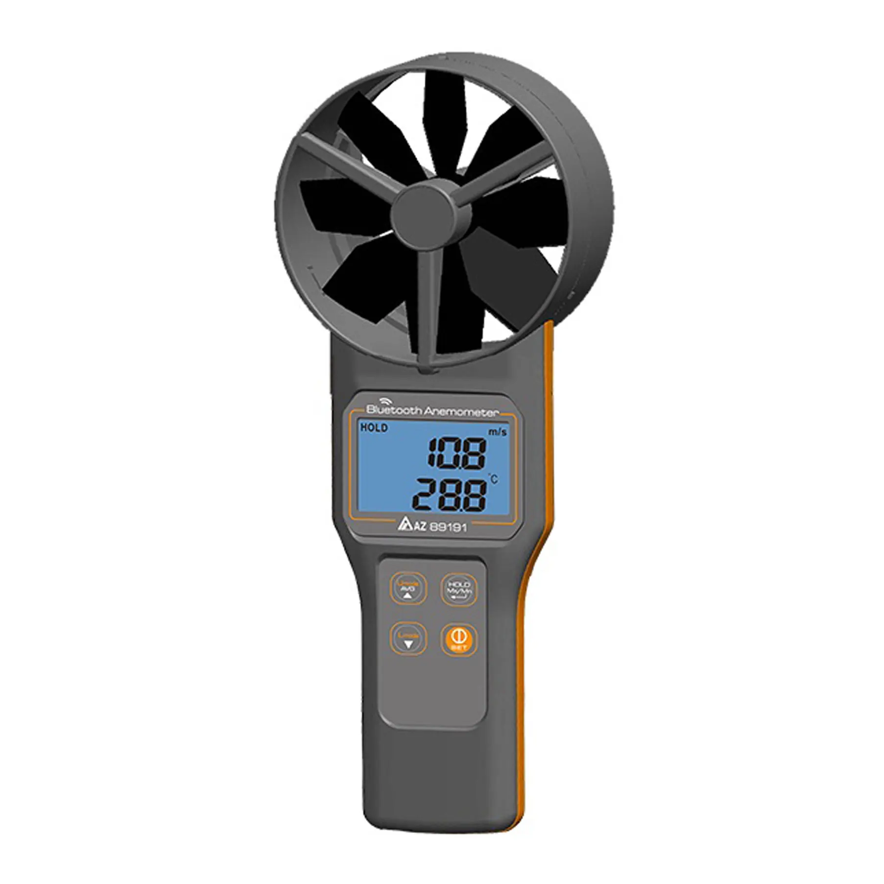 

AZ89171 Bluetooth Temp RH Anemometer Measures air velocity, volume, temperature, humidity, dew point & wet bulb temperature