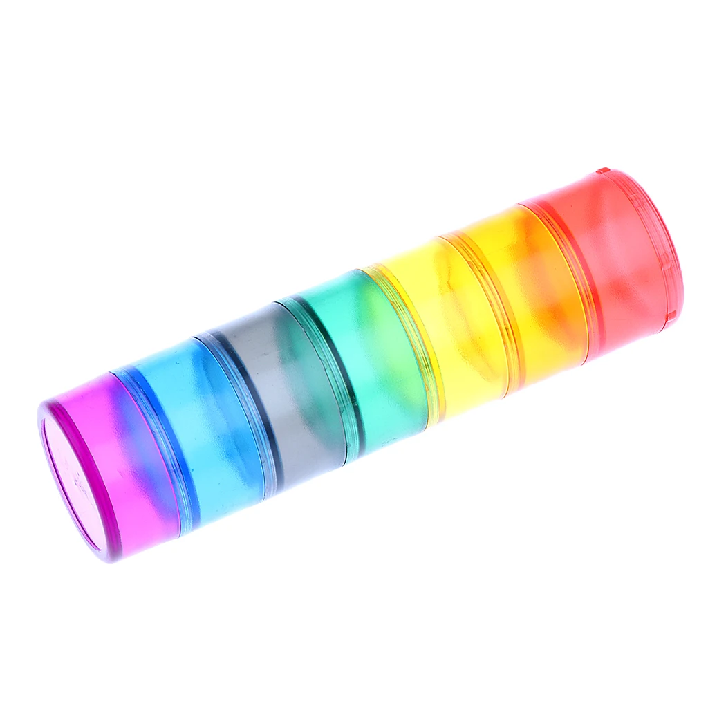 Портативный 7 дней Еженедельный контейнер для таблеток Коробка Футляр для лекарств бутылка Штабелируемый Органайзер контейнер, цвет радуги