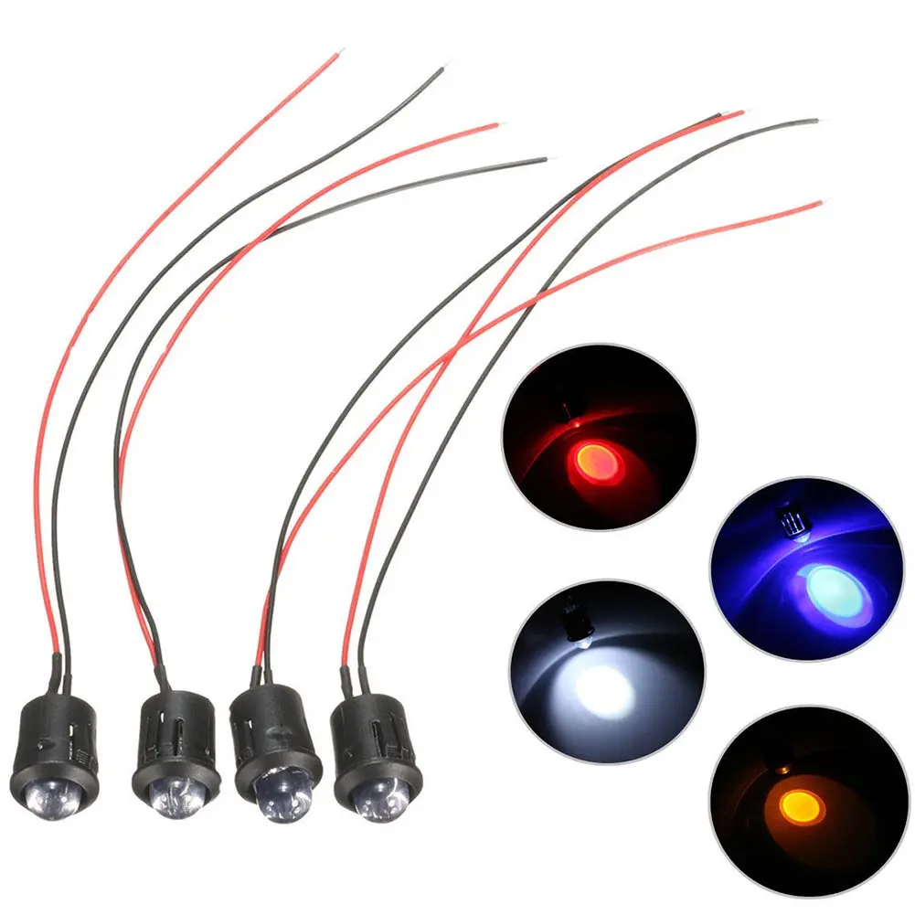 

10 Pcs/Set 12V 10mm Pre-Wired Constant LED Ultra Bright Water Clear Bulb Cable 20cm Prewired Led Lamp NEW Hot