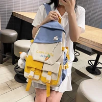 2021 new contrast color girl kawaii backpack fashion fancy high school bag for teenage girl student bookbag cute travel backpack