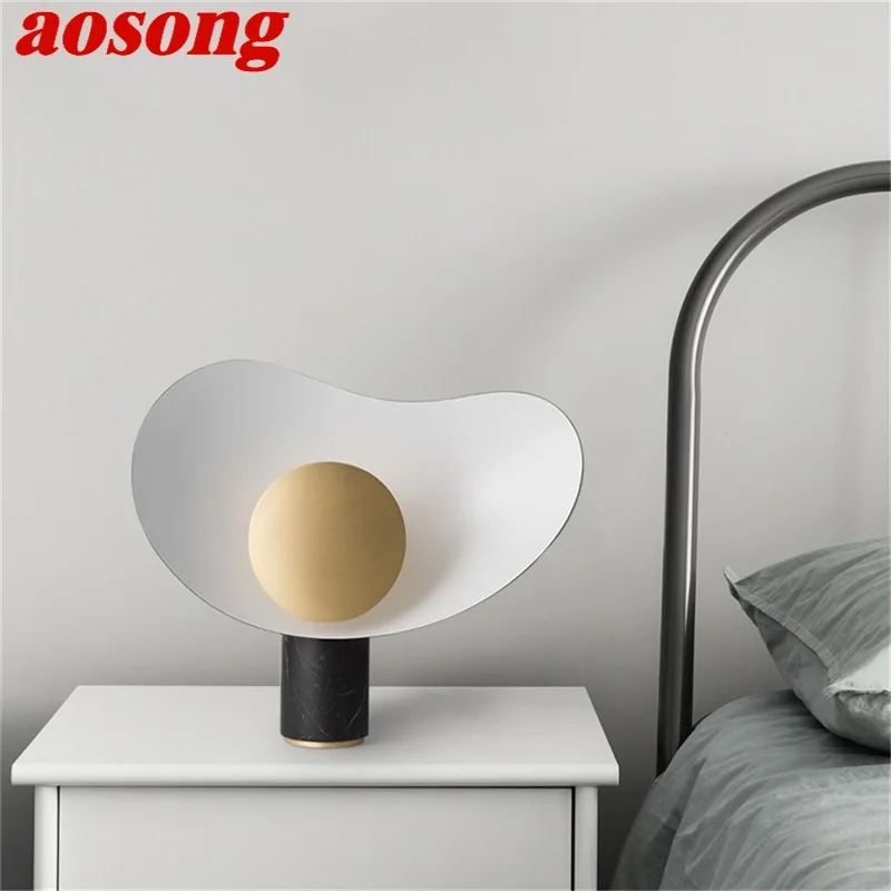 

AOSONG Contemporary Nordic Creative Table Lamp LED Marble Desk Light for Home Bedroom Decoration