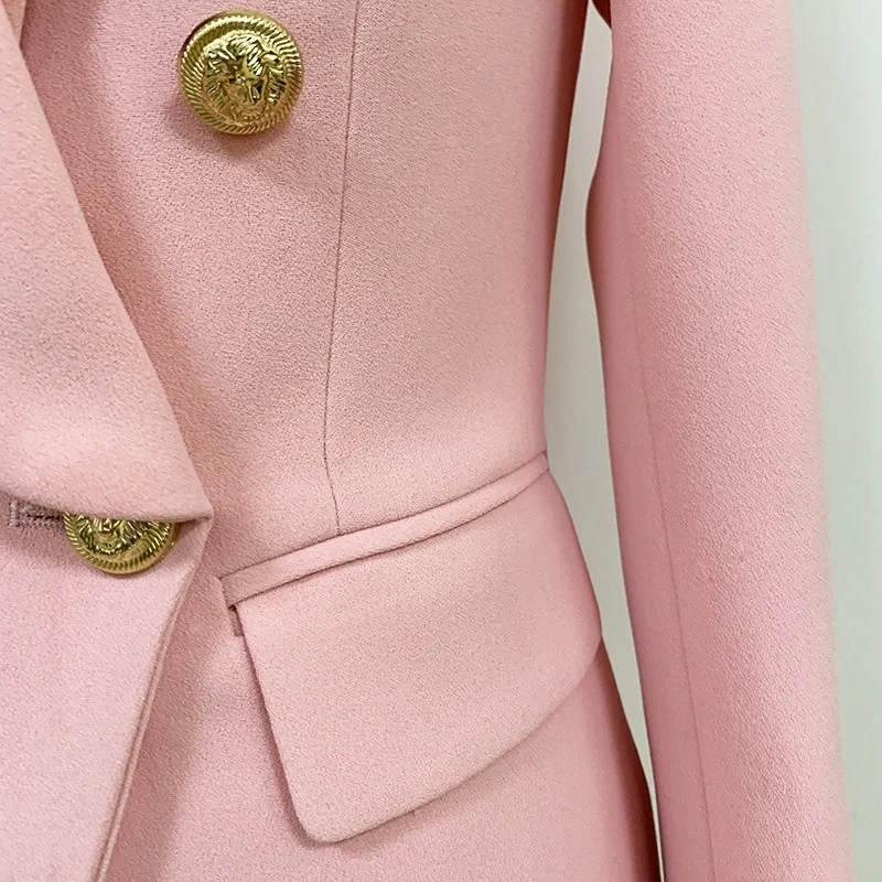 

2021 star women's suit jacket fashion lion head metal button double breasted green collar suit