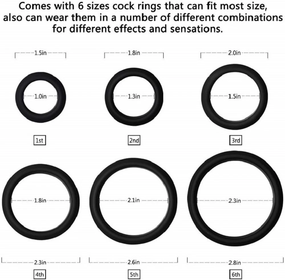 6 шт. силиконовое кольцо для пениса пенис увеличение эрекции секс игрушки мужчин