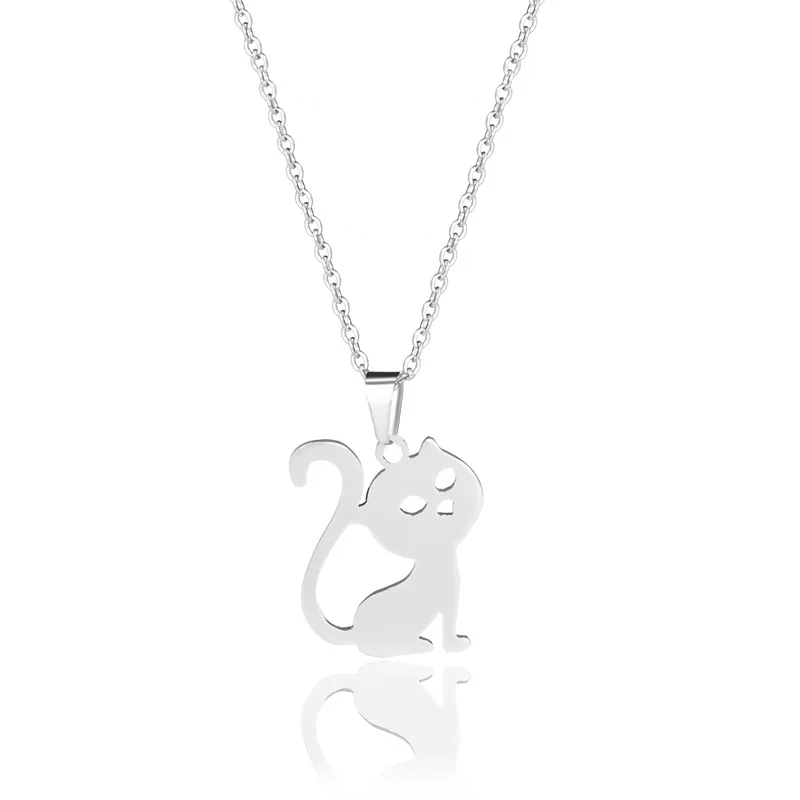 

2021 For Women Lover's Cat Animal Exquisite Pendant Necklace Stainless Steel Stylish Simplicity Cat Necklace Engagement Jewelry