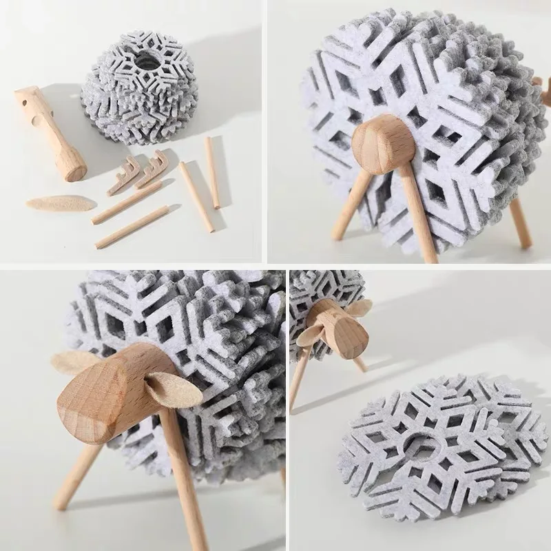 

Nordic Living Room Coffee Table Reindeer Felt Insulated Coasters Ornaments Home Desktop Decoration Christmas Creative Gifts