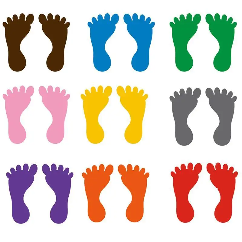

36 Pairs Kindergarten Footprints Stickers Small Ankles Floor Stickers Waterproof Adhesive Floor Bathtub Sticker (Mixed Color)