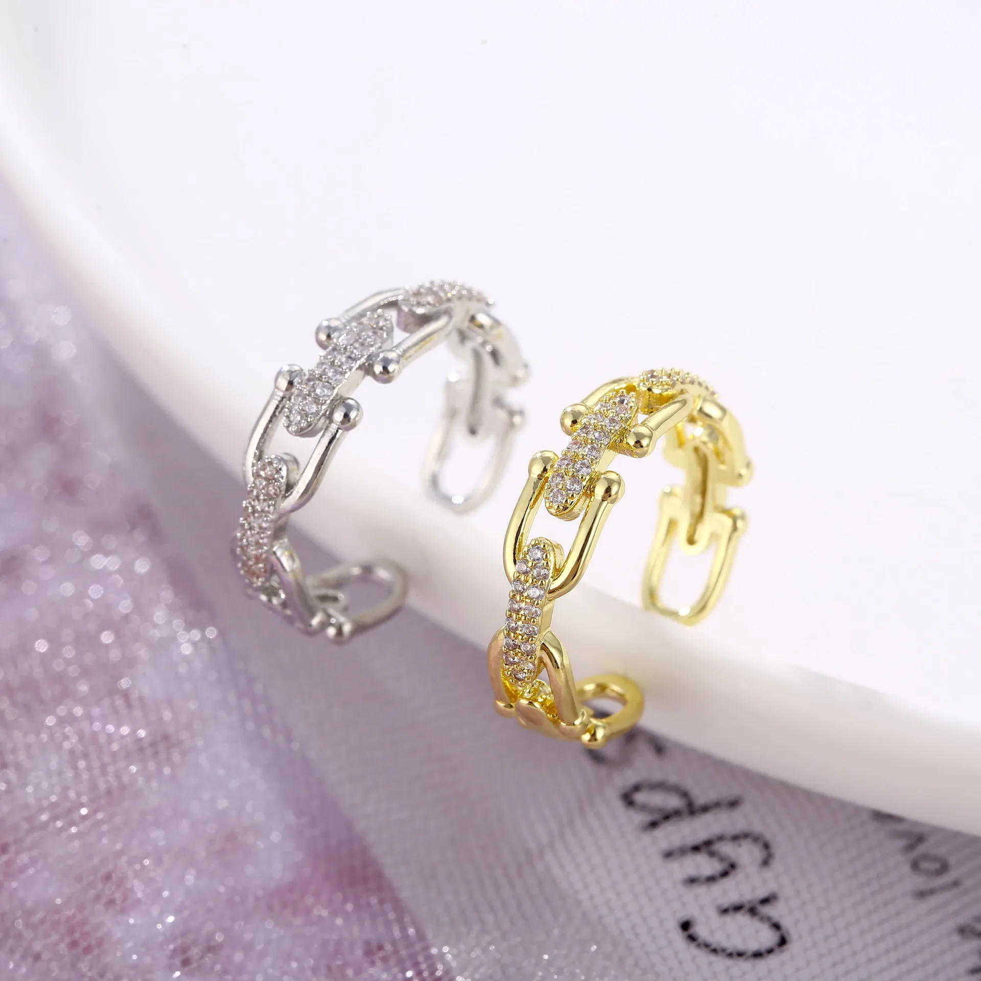 

OBYB Punk Gold Silver Color Chain Rings For Women Girls Fashion Irregular Finger Open Rings Gift 2021 Trendy Female Jewelry Ring