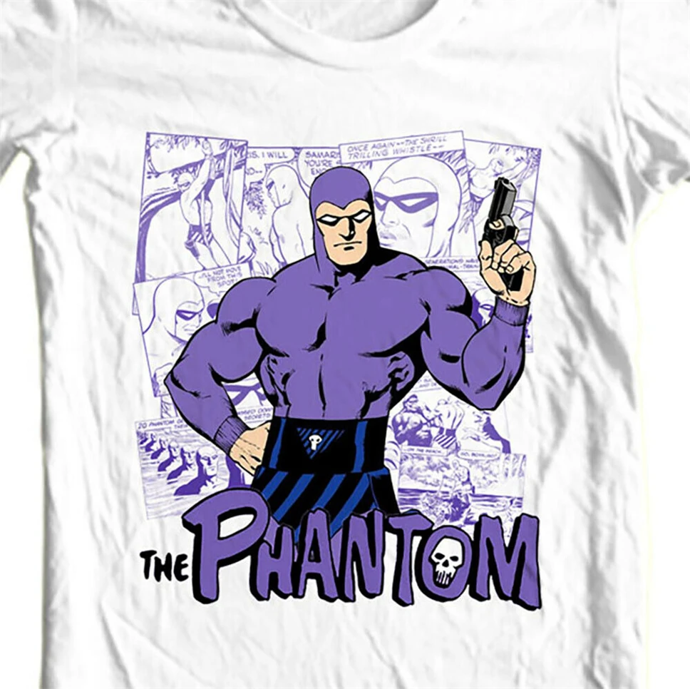 Футболка The Phantom винтажный супергерой комикса книга Ретро комикс полосы золотой