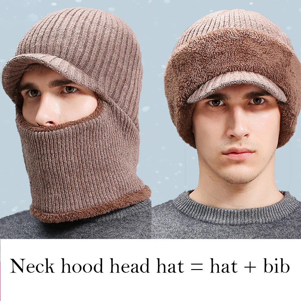 Зимние шапки для мужчин Skullies Beanie шапка зимняя шапка мужской женский шерстяной шарф шапка s Набор Балаклава маска Knitted шапка вязаная шапка
