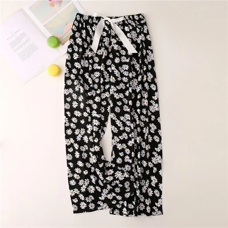 

Летние хлопковые шелковые брюки для женщин, вискозная Пижама для женщин, повседневные широкие брюки для женщин, свободная хлопковая домашн...