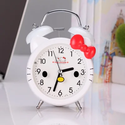 3 дюймов мультфильм рисунок «Hello Kitty» пары Колокольчик металлический немой подсветкой будильник для студента, детская одежда с «hello kitty» Часы с котами