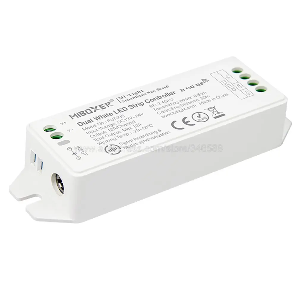 Miboxer FUT035 (Upgrade) 4-Zone Color Temperature Dual White LED Strip Controller Smartphone APP / 2.4G RF Alexa Voice Control | Лампы и