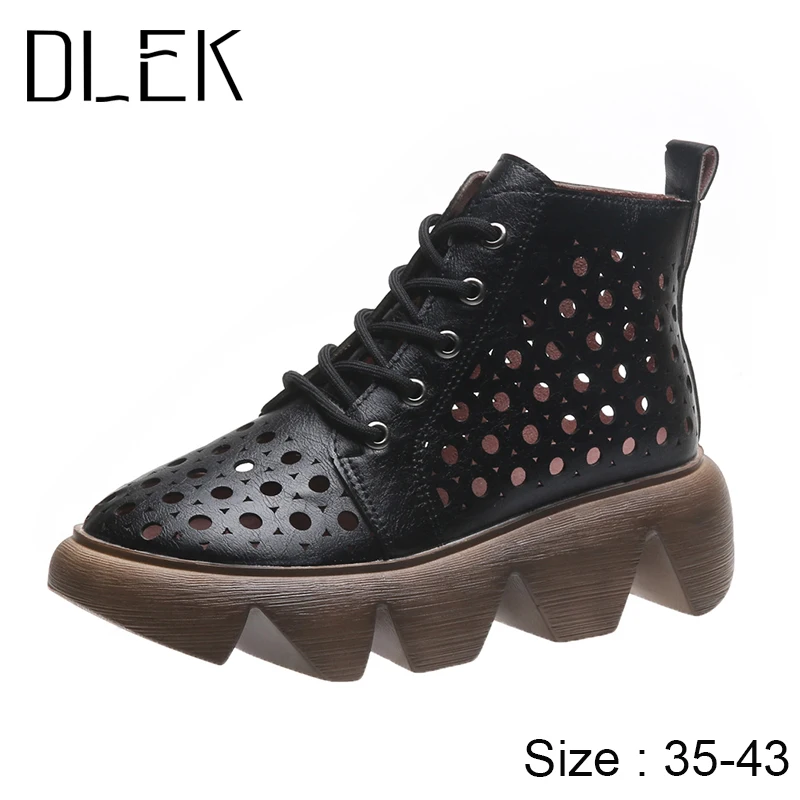 Женские ботинки новинка 2020 кожаные ажурные ручной работы в стиле ретро на