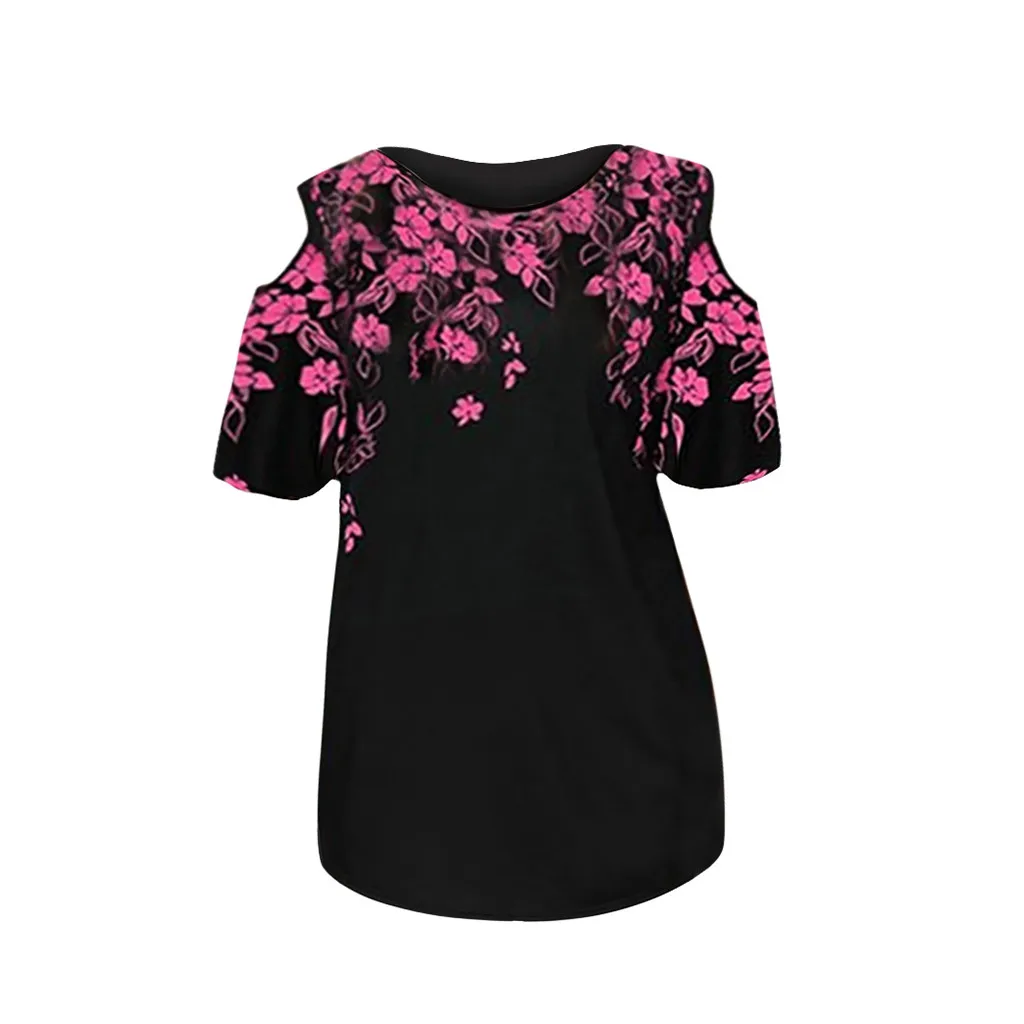 

Plus Size Fashion Floral Blouse Sexy Off Shoulder Tops Casual Summer Ladies Tops Female Women Short Sleeve Shirt Blusas Pullover