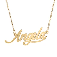 angela name necklace personalised stainless steel women choker 18k gold plated alphabet letter pendant jewelry friends gift