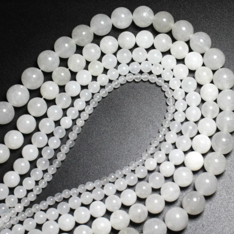 

White Jades Loose Beads Natural Round Stone 4 8 10 MM Pick Size for Jewelry Making