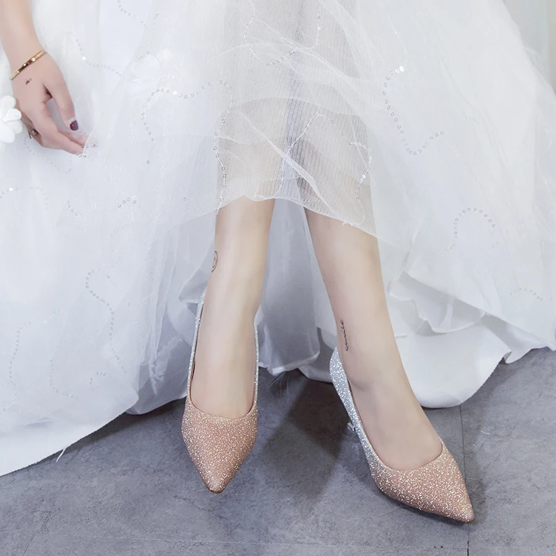 

New lady's high-heeled shoes sequins women's shoes female high heels Super High Party Wedding High-heeled shoes W32-23