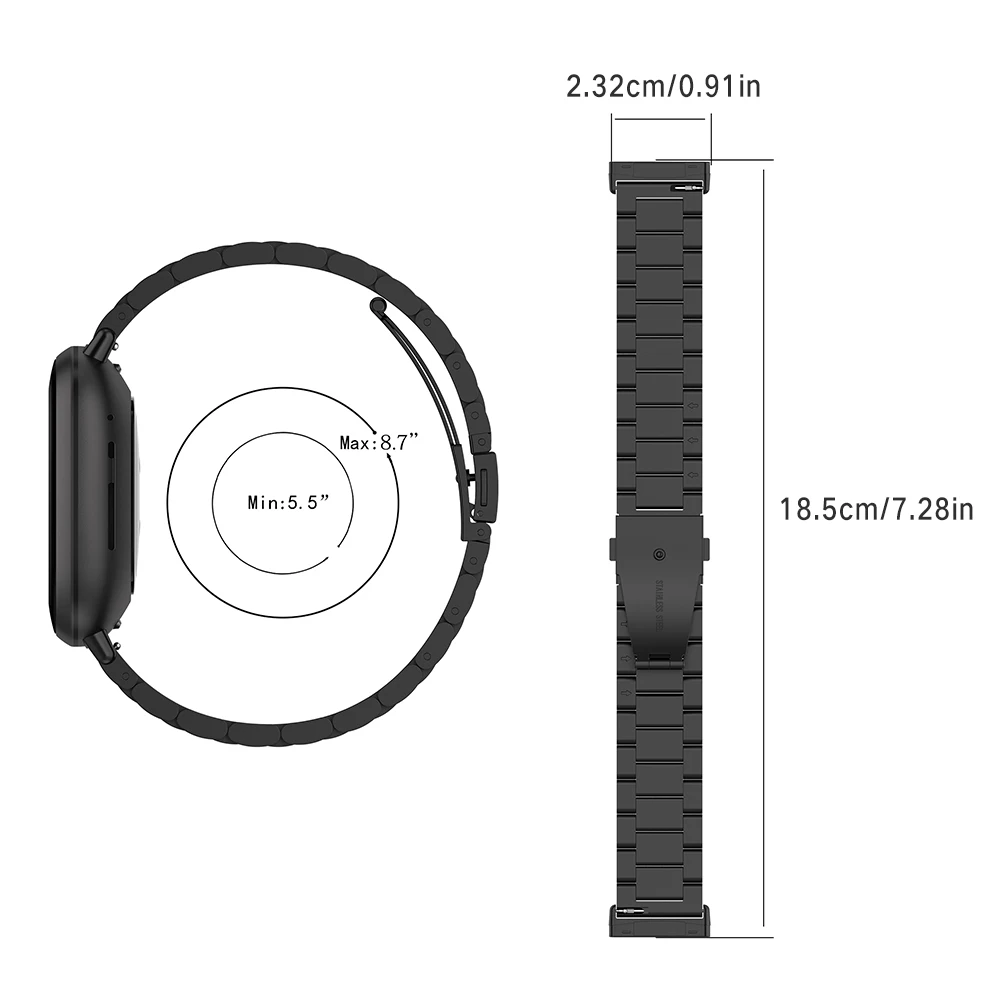 

Steel Strap Stainless Steel Unisex 20mm Universal Steel Belt For Fitbit versa3 Fitbit sense with disassembly tools Three Beads