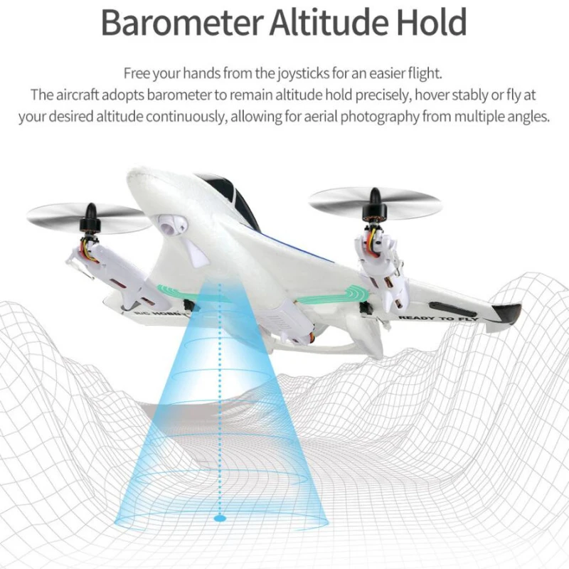 Бесщеточный планер с неподвижным крылом 2 4G 6CH 3D 6G VTOL трюки RC Многофункциональный