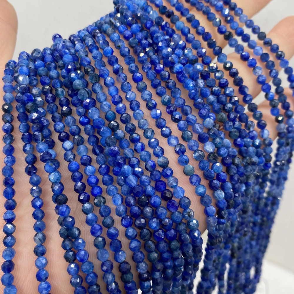 

Natural Semi-precious Stones Small Faceted Beads Blue Agate Spacer Beads for Jewelry Making DIY Necklace Accessory